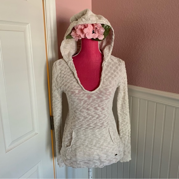 Ivory Roxy Wide Knit Throwover Sweater with Hood size Small - Picture 4 of 6
